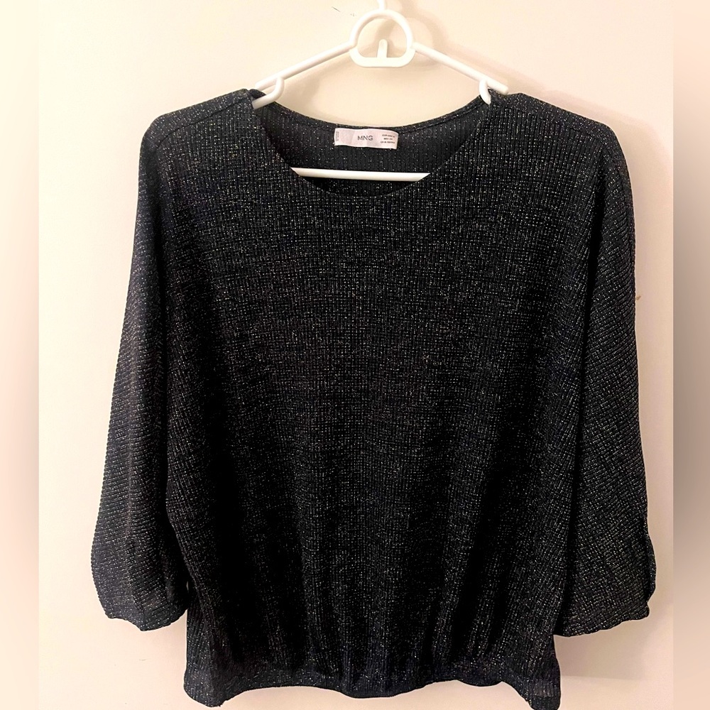 Black and gold top Mango women